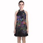 Grunge Paint Splatter Splash Ink Velvet Halter Neckline Dress 