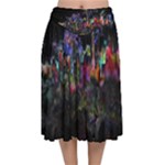 Grunge Paint Splatter Splash Ink Velvet Flared Midi Skirt
