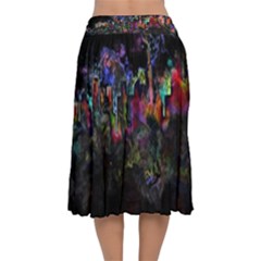 Velvet Flared Midi Skirt 