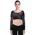 Grunge Paint Splatter Splash Ink Velvet Long Sleeve Crop Top