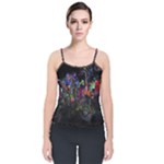 Grunge Paint Splatter Splash Ink Velvet Spaghetti Strap Top