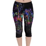 Grunge Paint Splatter Splash Ink Velvet Capri Leggings 