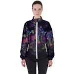 Grunge Paint Splatter Splash Ink Women s High Neck Windbreaker