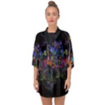 Grunge Paint Splatter Splash Ink Half Sleeve Chiffon Kimono