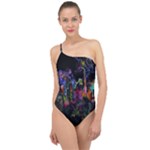 Grunge Paint Splatter Splash Ink Classic One Shoulder Swimsuit