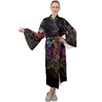Grunge Paint Splatter Splash Ink Maxi Velvet Kimono