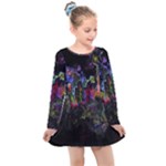 Grunge Paint Splatter Splash Ink Kids  Long Sleeve Dress