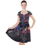 Grunge Paint Splatter Splash Ink Cap Sleeve Midi Dress