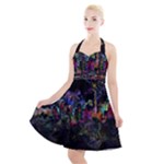 Grunge Paint Splatter Splash Ink Halter Party Swing Dress 