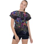 Grunge Paint Splatter Splash Ink Ruffle Collar Chiffon Blouse