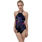 Grunge Paint Splatter Splash Ink Go with the Flow One Piece Swimsuit