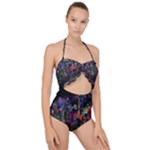 Grunge Paint Splatter Splash Ink Scallop Top Cut Out Swimsuit