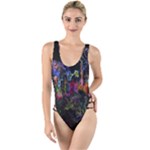 Grunge Paint Splatter Splash Ink High Leg Strappy Swimsuit