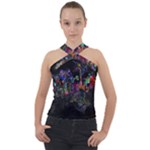 Grunge Paint Splatter Splash Ink Cross Neck Velour Top