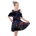 Grunge Paint Splatter Splash Ink Kids  Shoulder Cutout Chiffon Dress