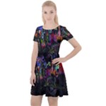 Grunge Paint Splatter Splash Ink Cap Sleeve Velour Dress 