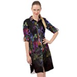Grunge Paint Splatter Splash Ink Long Sleeve Mini Shirt Dress
