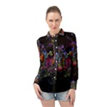 Grunge Paint Splatter Splash Ink Long Sleeve Chiffon Shirt
