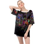 Grunge Paint Splatter Splash Ink Oversized Chiffon Top