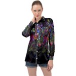 Grunge Paint Splatter Splash Ink Long Sleeve Satin Shirt