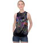 Grunge Paint Splatter Splash Ink High Neck Satin Top