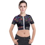 Grunge Paint Splatter Splash Ink Short Sleeve Cropped Jacket