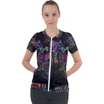 Grunge Paint Splatter Splash Ink Short Sleeve Zip Up Jacket