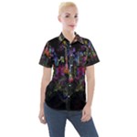 Grunge Paint Splatter Splash Ink Women s Short Sleeve Pocket Shirt