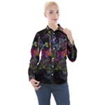 Grunge Paint Splatter Splash Ink Women s Long Sleeve Pocket Shirt