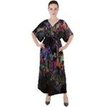 Grunge Paint Splatter Splash Ink V-Neck Boho Style Maxi Dress