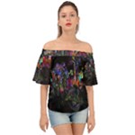 Grunge Paint Splatter Splash Ink Off Shoulder Short Sleeve Top