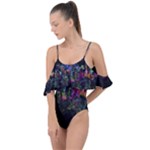Grunge Paint Splatter Splash Ink Drape Piece Swimsuit
