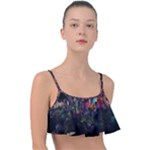 Grunge Paint Splatter Splash Ink Frill Bikini Top