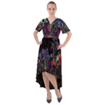 Grunge Paint Splatter Splash Ink Front Wrap High Low Dress