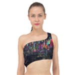 Grunge Paint Splatter Splash Ink Spliced Up Bikini Top 