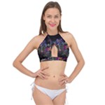 Grunge Paint Splatter Splash Ink Cross Front Halter Bikini Top