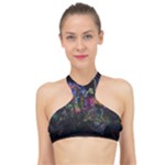 Grunge Paint Splatter Splash Ink High Neck Bikini Top