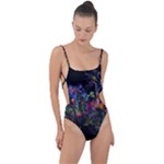 Grunge Paint Splatter Splash Ink Tie Strap One Piece Swimsuit