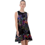 Grunge Paint Splatter Splash Ink Frill Swing Dress