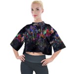 Grunge Paint Splatter Splash Ink Mock Neck T-Shirt