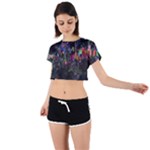 Grunge Paint Splatter Splash Ink Tie Back Short Sleeve Crop T-Shirt