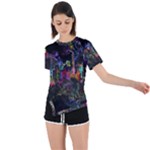 Grunge Paint Splatter Splash Ink Asymmetrical Short Sleeve Sports T-Shirt