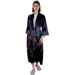 Grunge Paint Splatter Splash Ink Maxi Satin Kimono