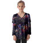 Grunge Paint Splatter Splash Ink Kids  V Neck Casual Top