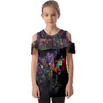 Grunge Paint Splatter Splash Ink Fold Over Open Sleeve Top