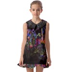 Grunge Paint Splatter Splash Ink Kids  Pilgrim Collar Ruffle Hem Dress