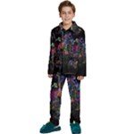Grunge Paint Splatter Splash Ink Kids  Long Sleeve Velvet Pajamas Set