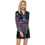 Grunge Paint Splatter Splash Ink Long Sleeve Satin Robe