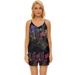 Grunge Paint Splatter Splash Ink V-Neck Satin Pajamas Set