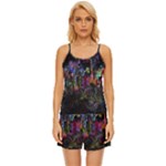 Grunge Paint Splatter Splash Ink Satin Pajama Short Set